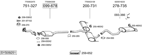 Sistema de gases de escape Renault LAGUNA I