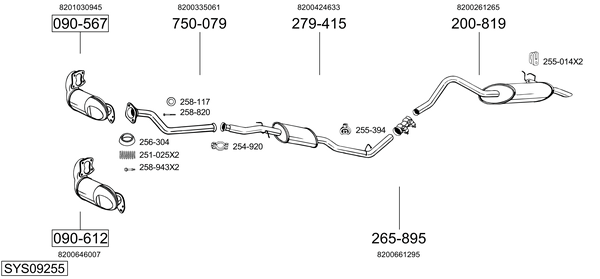 Sistema de gases de escape Renault KANGOO Express