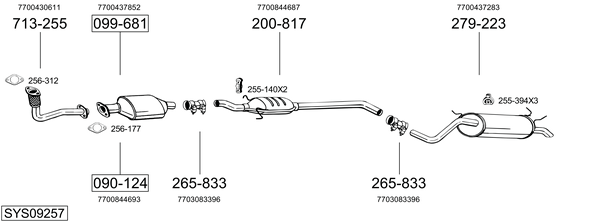 Sistema de gases de escape Renault MEGANE I