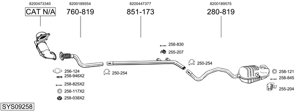 Sistema de gases de escape Renault MEGANE II Saloon