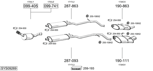 Sistema de gases de escape Peugeot 406