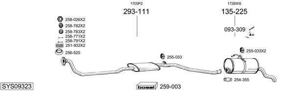 Sistema de gases de escape Peugeot PARTNER Box Body/MPV
