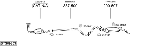 Sistema de gases de escape Renault RAPID Box Body/MPV