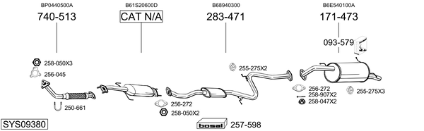 Sistema de gases de escape Mazda 323 F IV