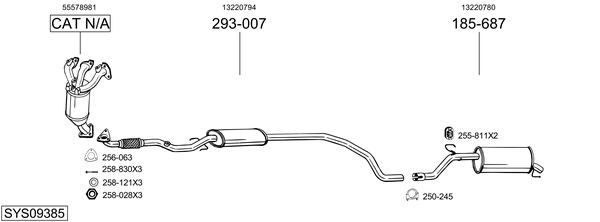 Sistema de gases de escape Vauxhall CORSA Mk III