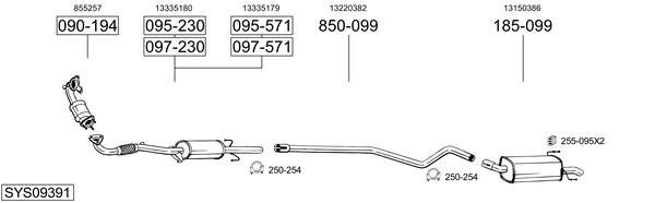 Sistema de gases de escape Vauxhall ASTRA Mk V Estate
