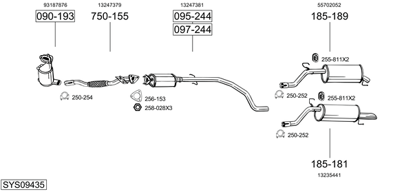 Sistema de gases de escape Vauxhall CORSAVAN Mk III Hatchback Van