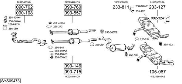 Sistema de gases de escape Audi A3 Sportback