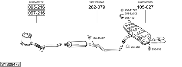 Sistema de gases de escape Audi A3 Sportback