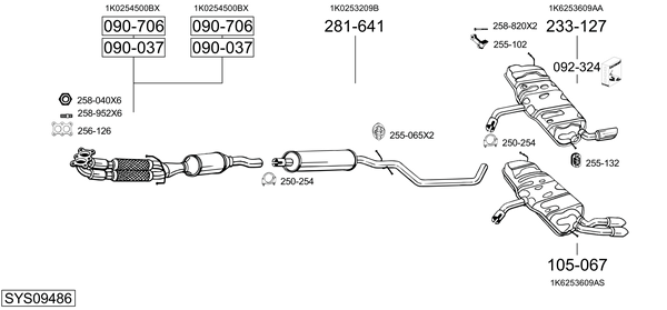 Sistema de gases de escape Audi A3 Sportback