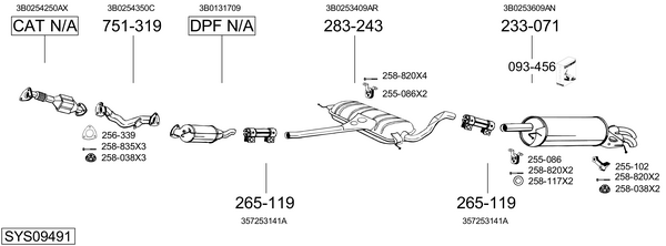 Sistema de gases de escape Vw PASSAT B5.5 Variant