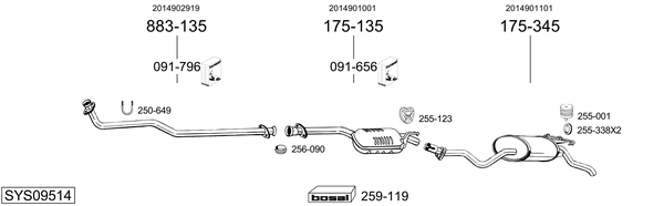 Sistema de gases de escape Mercedes-Benz 190
