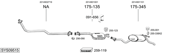 Sistema de gases de escape Mercedes-Benz 190
