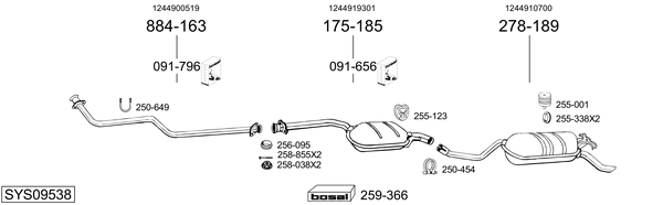 Sistema de gases de escape Mercedes-Benz 124 Saloon