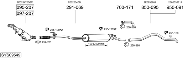 Sistema de gases de escape Vw CRAFTER 30-50 Platform/Chassis