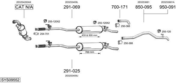 Sistema de gases de escape Vw CRAFTER 30-50 Van