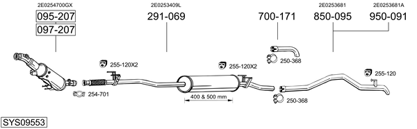Sistema de gases de escape Vw CRAFTER 30-50 Van