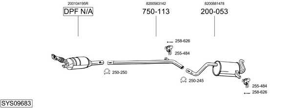 Sistema de gases de escape Renault CLIO III