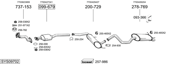 Sistema de gases de escape BOSAL SYS09702