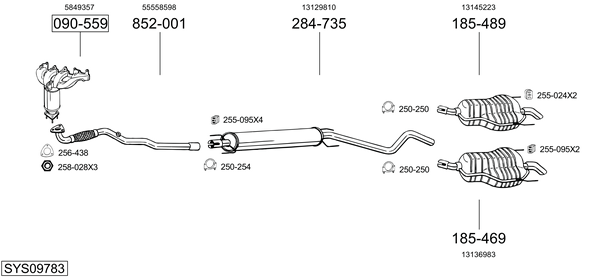 Sistema de gases de escape Vauxhall ASTRA Mk V Sport Hatch