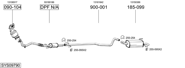 Sistema de gases de escape Vauxhall ASTRA Mk V Sport Hatch