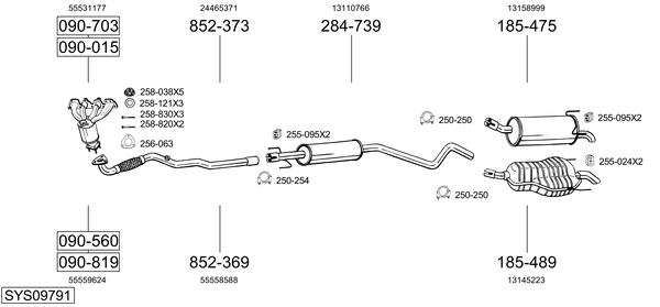 Sistema de gases de escape Vauxhall ASTRA Mk V Sport Hatch