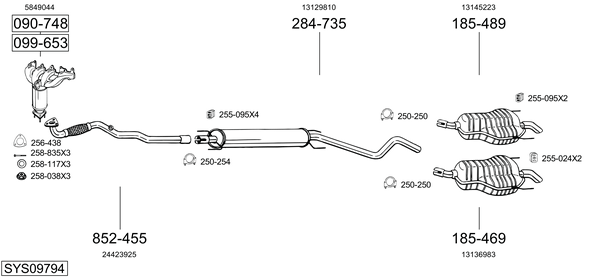 Sistema de gases de escape Vauxhall ASTRA Mk V Sport Hatch