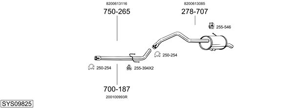 Sistema de gases de escape Renault KANGOO / GRAND KANGOO II