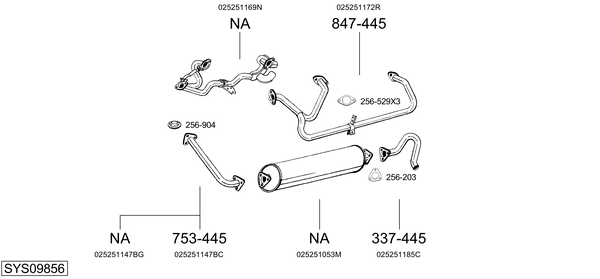 Sistema de gases de escape Vw TRANSPORTER T3 Bus