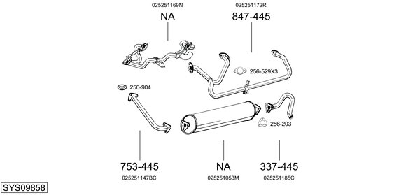 Sistema de gases de escape Vw TRANSPORTER T3 Bus