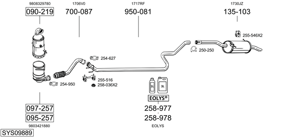 Sistema de gases de escape Peugeot PARTNER Box Body/MPV