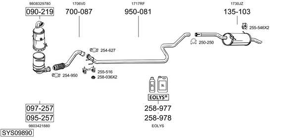 Sistema de gases de escape Peugeot PARTNER TEPEE