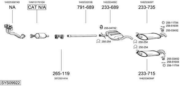 Sistema de gases de escape Vw GOLF IV Cabriolet