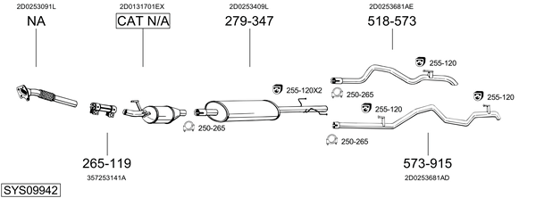 Sistema de gases de escape Vw LT 28-46 II Platform/Chassis