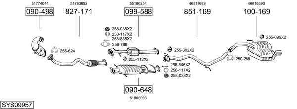 Sistema de gases de escape Alfa Romeo 147