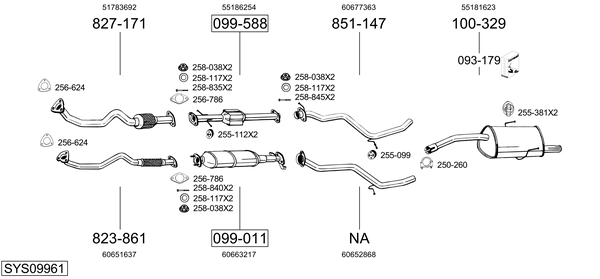 Sistema de gases de escape Alfa Romeo 156