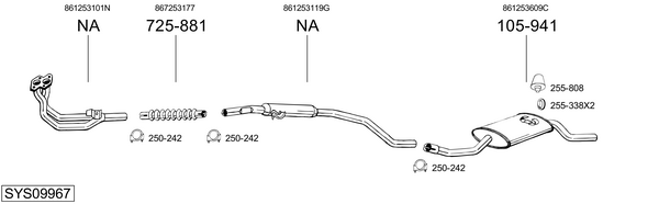 Sistema de gases de escape Audi 50