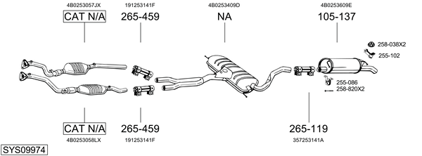 Sistema de gases de escape Audi A6 C5 Avant
