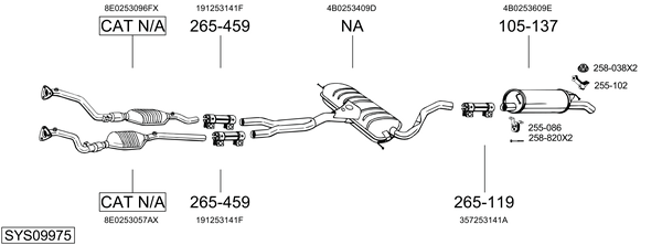 Sistema de gases de escape Audi A6 C5 Avant