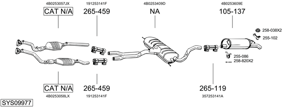 Sistema de gases de escape Audi A6 C5