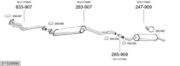 Sistema de gases de escape BOSAL SYS09990