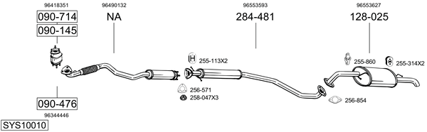 Sistema de gases de escape Chevrolet LACETTI Saloon