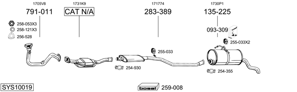 Sistema de gases de escape BOSAL SYS10019
