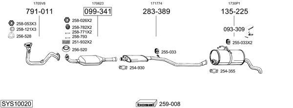 Sistema de gases de escape BOSAL SYS10020