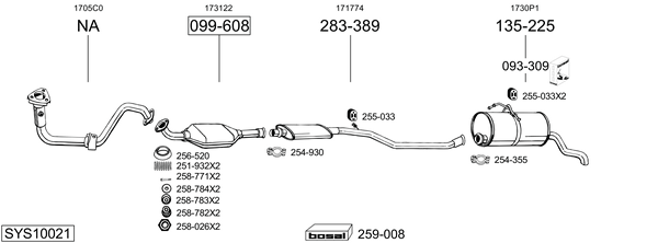 Sistema de gases de escape BOSAL SYS10021