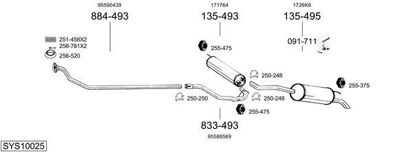 Sistema de gases de escape BOSAL SYS10025