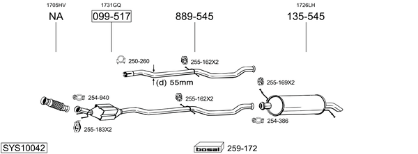 Sistema de gases de escape Citroën C5 I Estate Van