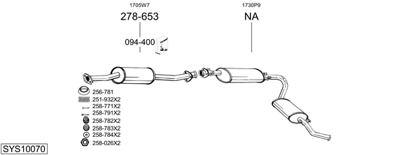 Sistema de gases de escape BOSAL SYS10070