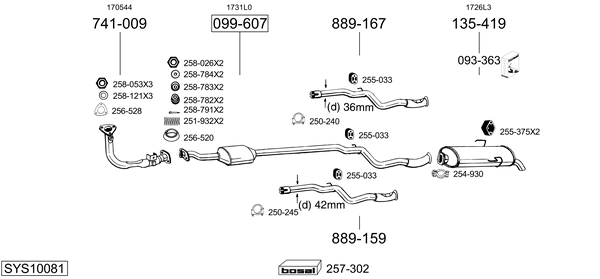 Sistema de gases de escape Citroën SAXO Hatchback van