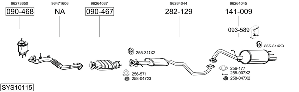 Sistema de gases de escape Daewoo REZZO